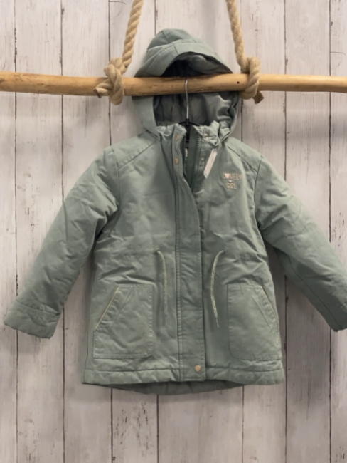 Vertbaudet 2tlg  Winterjacke  Gr. 104  kiwi + rosa geblümte Innenjacke 