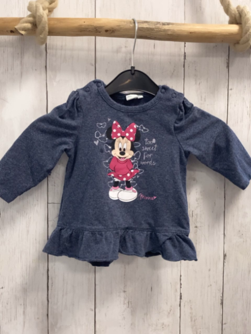 Disney  Langarmshirt  Gr. 68  blau Minnie Mouse Rüschensaum 