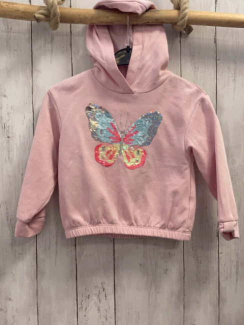  Pullover Gr. 104  rosa Pailettenschmetterling