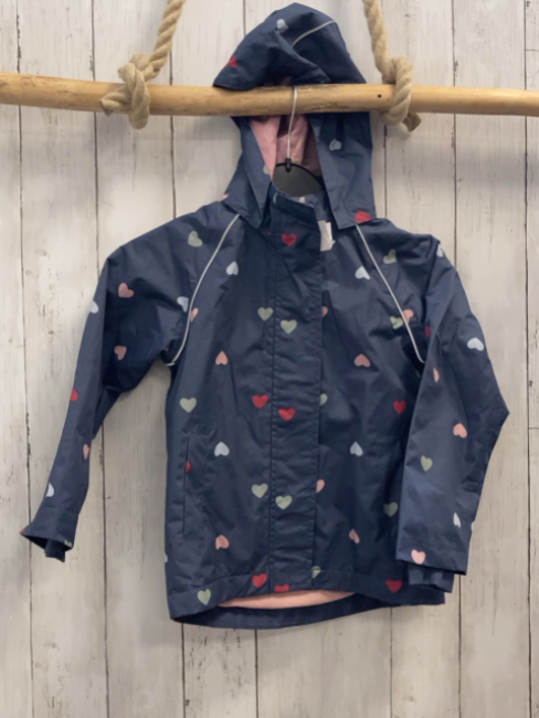  Regenjacke Gr. 110  blau bunte Herzen