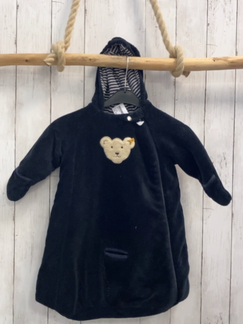 Steiff  Fußsack für Maxi Cosi  Gr. 56 blau Plüsch + grau schwarzes Futter 