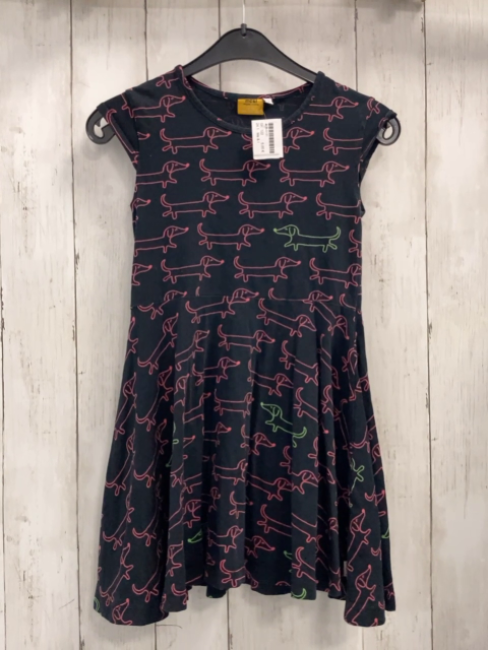 Me & I Kleid  Gr. 122  schwarz rosa hellgrüne Hund 