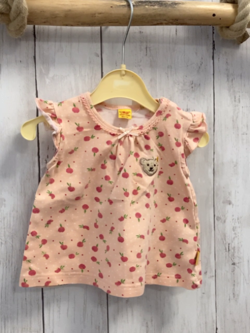 Steiff  T-Shirt  Gr. 56  heller lachston Früchte weiße Punkte 