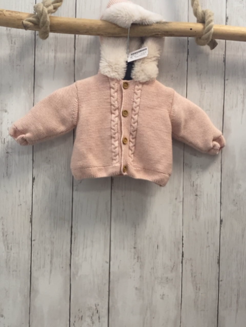 Tutto Piccolo  Strickjacke  Gr. 62  rosa Kapuze mit Plüschbund + -futter 