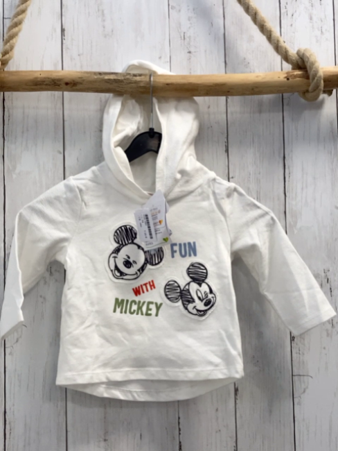 neu  Pullover  Gr. 74  weiß Kapuze Micky MOuse 