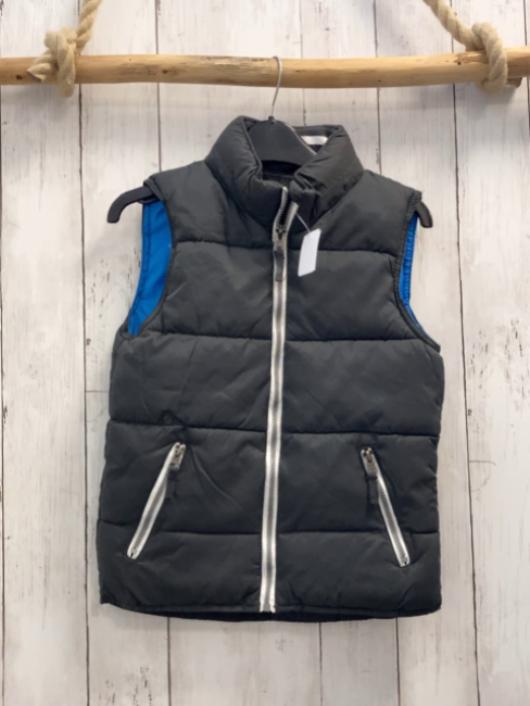 Dopodopo Weste  Gr. 128  grau weißer Bund hellblaues Futter 