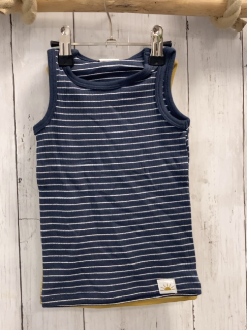 neu 2 P U-Hemden Gr. 80  blau graue Streifen + ocker weiße Streifen NP 9,99 € 