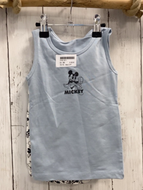 neu 2 P U-Hemden Gr. 86  weiß Micky Mouse + hellblau NP 9,99 € red auf 7,99 € 