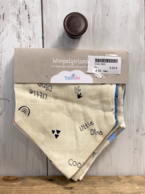 neu  Wimpelgirlande  beige weiß hellblau mit Schrift Bögen Dinos NP8,99 € 