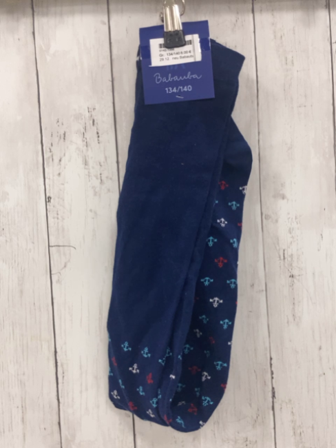 neu Babauba Strumpfhose  Gr. 134/140  blau bunte Anker