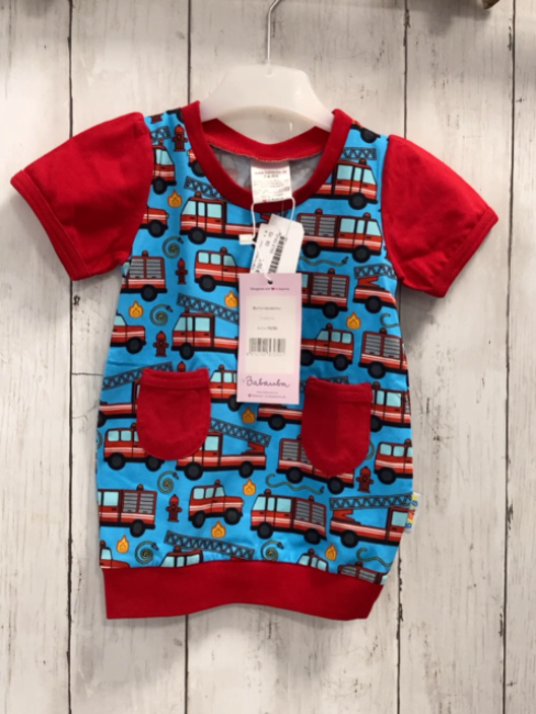 neu Babauba  T-Shirt  Gr. 80  hellblau Feuewehrfahrzeuge roter Bund 