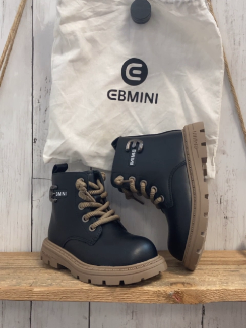 neu Ebmini  Boots Gr. 27  schwarz sand Schnürsenkel + Sohle mit Leinenbeutel 