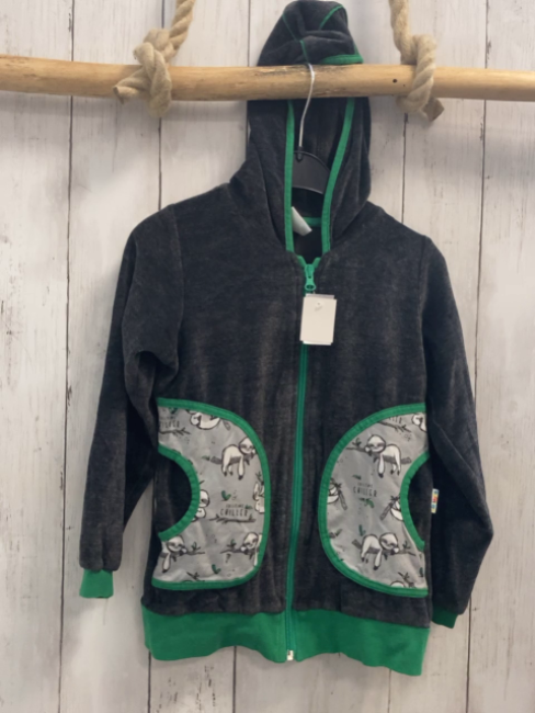 Babauba  Fleecejacke  Gr. 116  grau + hellgrau mit Koalabären grüner Bund 
