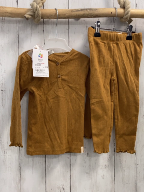 neu 2tlg Langarmshirt + Leggings Gr. 80  braun Lochmuster