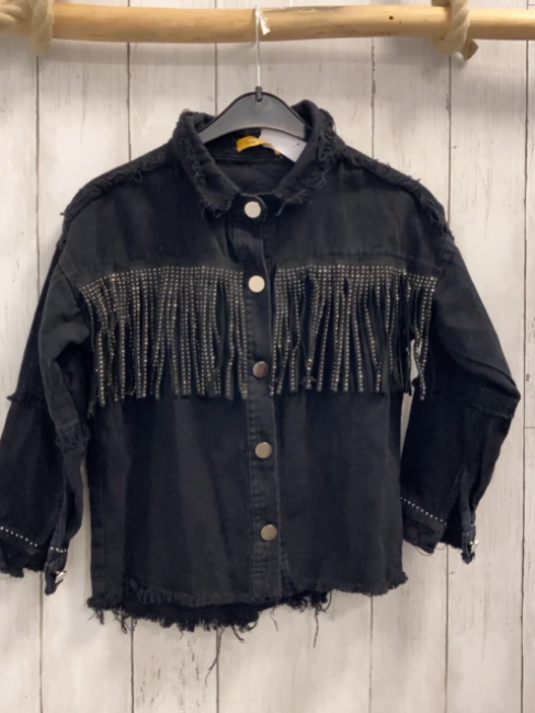   Jacke   Gr. 116  schwarz Fransen mit silber Steinen 