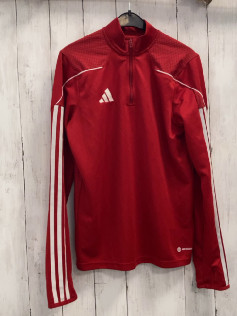 Adidas  Sportshirt lang  Gr. 164  rot weiße Streifen + weißes Label roter Reißverschluss 