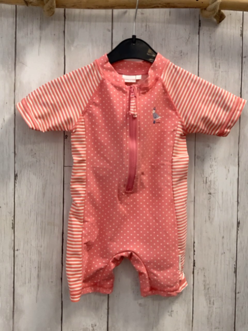 Bornino  UV-Schutzoverall Gr. 74  rosa weiße Punkte + Striefen 