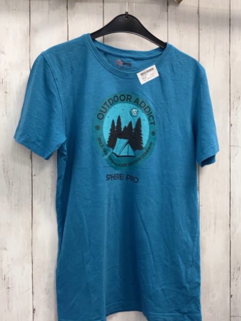 Sphere Pro  T-Shirt Gr. M  blau rundes Bild mit Bergen + Zelt 