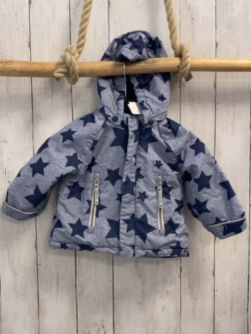 H&M  Winterjacke  Gr. 74  hellgrau blaue Sterne 