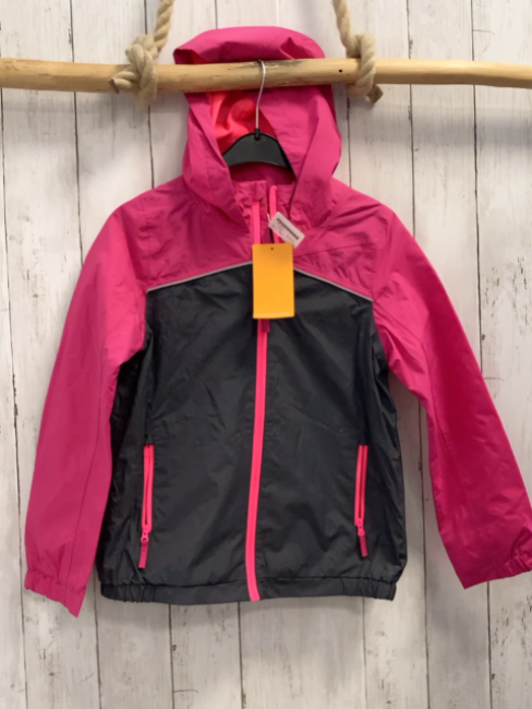 neu  Regenjacke  Gr. 134  grau pink Kapuze