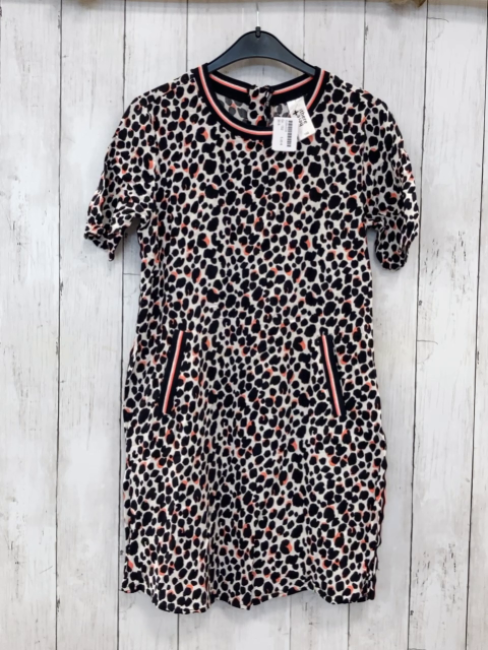   Kleid  Gr. 152  weiß schwarz lachs Strick Streifenbund mit silber Glizer 