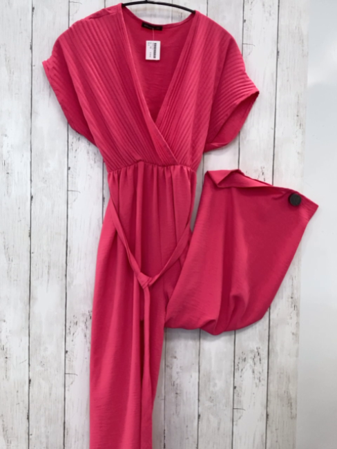   Kurzoverall  Gr. 158  pink Rippen 