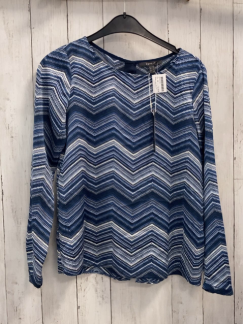 neu Esprit  Bluse  Gr. 34  blau hellblau weiß graue Zackenstreifen 