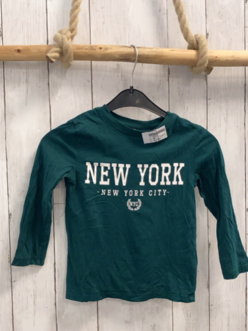 H&M  Langarmshirt  Gr. 98  grün weiße Schrift 