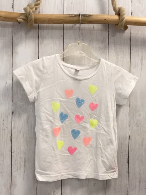 Esprit  T-Shirt  Gr. 116  weiß bunte Pailettenherzen 