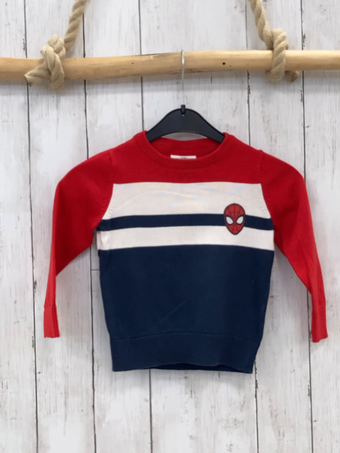   Pullover  Gr. 92  rot weiß blau Strick Spiderman 
