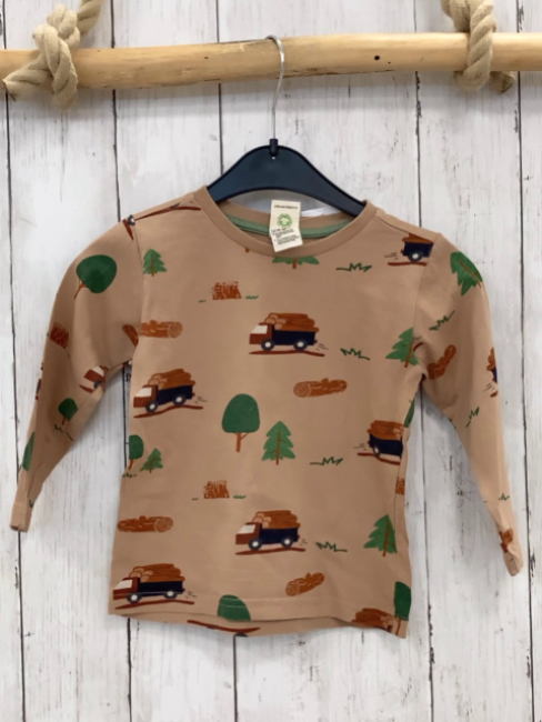 Alana  Langarmshirt  Gr. 92  ocker Lastwagen Bäume 