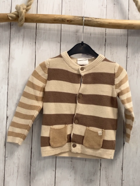 Zara  Strickjacke  Gr. 86  beige braune Streifen 