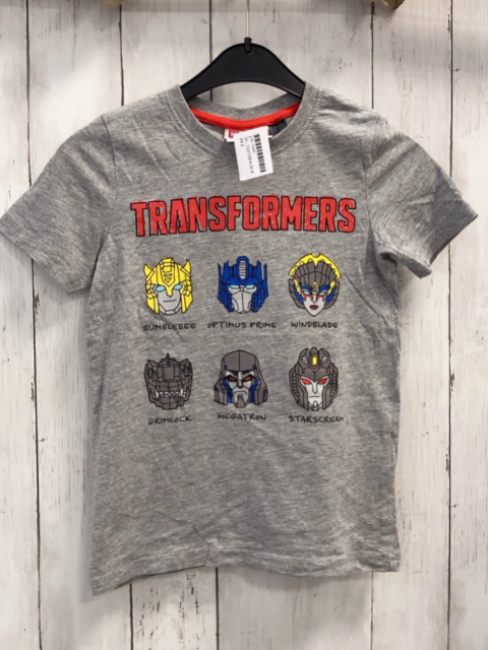   T-Shirt  Gr. 122/128  grau Köpfe Transformers 