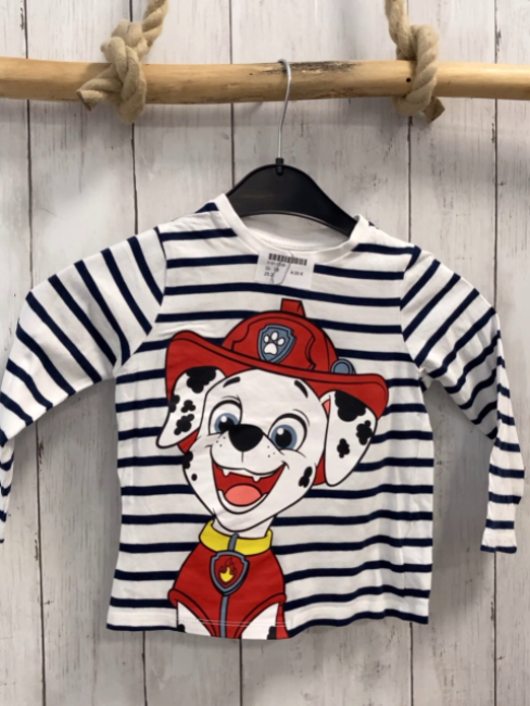   Langarmshirt  Gr. 98  weiß blaue Streifen Paw Patrol Marshall 