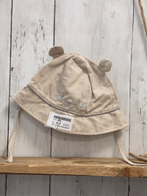 Mon premier Major  Hut  Gr. 45cm  beige Bärengesicht Ohren 