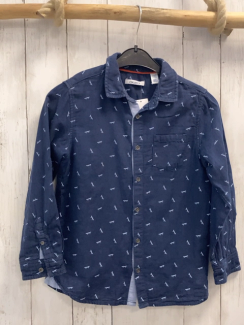 Okaidi Hemd  Gr. 128  blau hellblaue Skateboard 