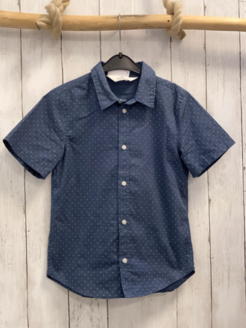 H&M  Sommerhemd  Gr. 122  blau hellgraue Punkte 