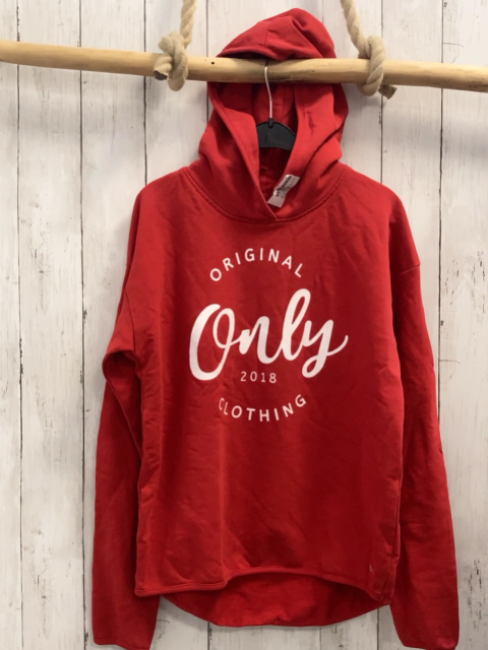 Only  Pullover  Gr. 152  rot Kapuze weiße Schrift 