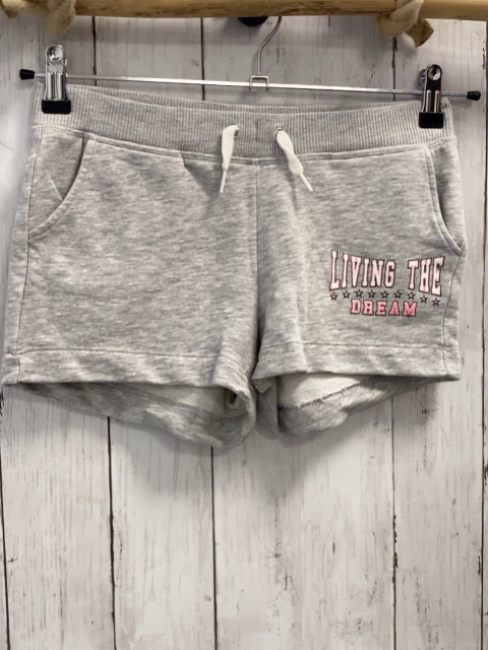 H&M  Shorts  Gr. 146  hellgrau Schrift weiße Kordel 