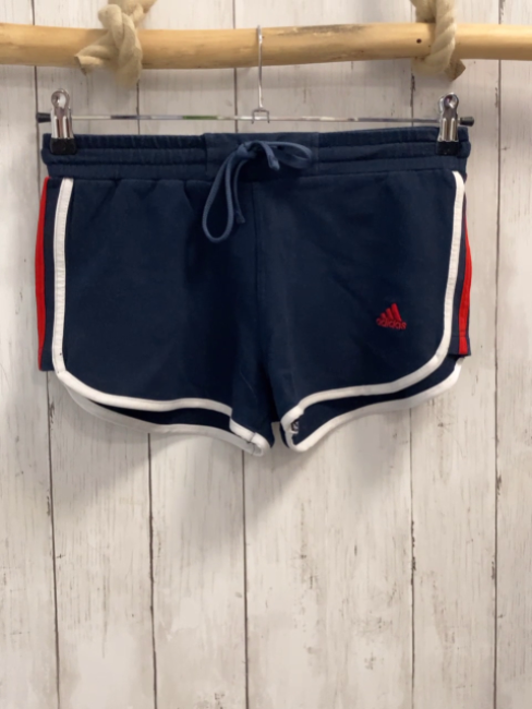 Adidas  Shorts  Gr. 152  blau weißer Saum + rot weiße Seitenstreifen