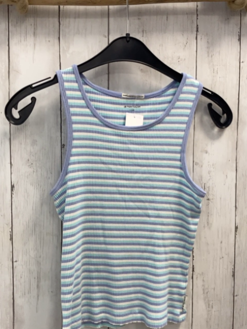 Tom Tailor  Top  Gr. 152  weiß lavendel mint Streifen Rippen 