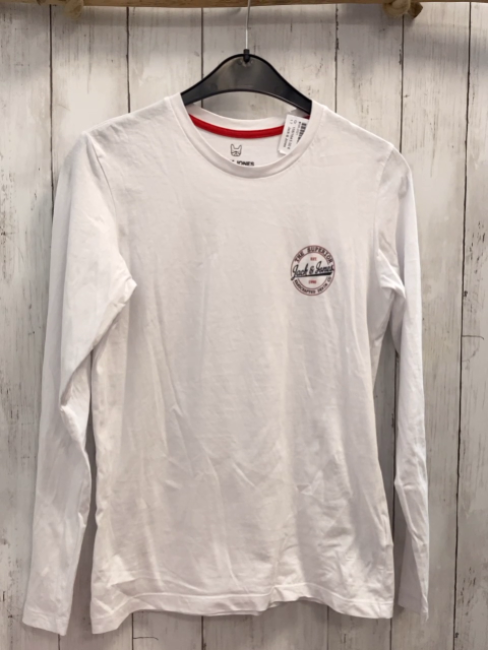 Jack & Jones  Langarmshirt  Gr. 158/164  weiß Schrift 