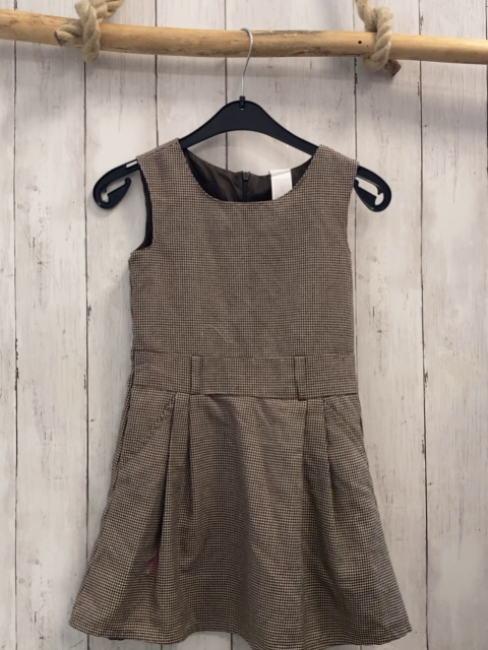  Kleid Gr. 122  braun beige Hahnentritt