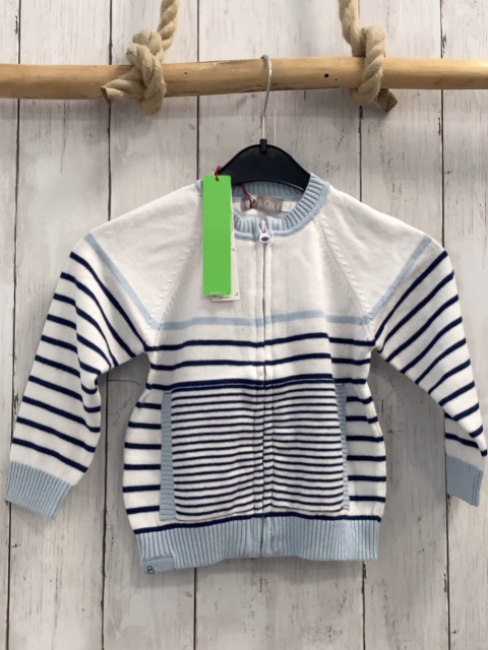 Boboli neu Strickjacke Gr. 80  weiß hell- und dunkelblaue Streifen