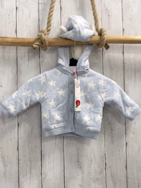 Boboli neu Strickjacke Gr. 62  hellblau weiße Sterne warm gefüttert