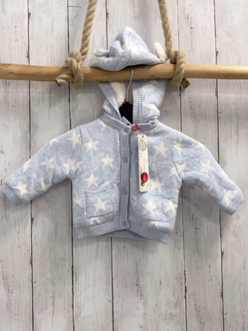 Boboli neu Strickjacke Gr. 56  hellblau weiße Sterne warm gefüttert