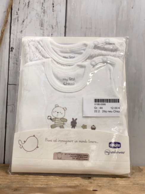 2tlg neu Chicco Bodyset Gr. 44  weiß + weiß beige Hasen
