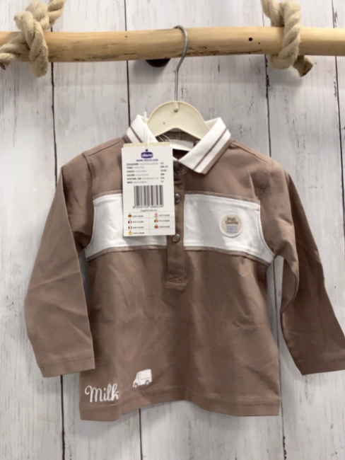 Chicco neu Langarmshirt Gr. 74  hellbraun weiß Kragen