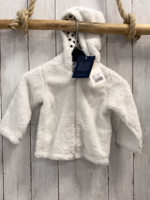 blue seven neu  Plüschjacke Gr. 68  weiß innen weiß + schwarze Sterne