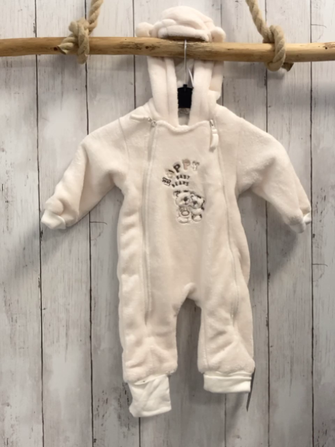 Jacky Plüschoverall Gr. 62  weiß Bären Schrift